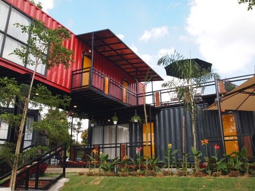 storage containers being used for buildings 